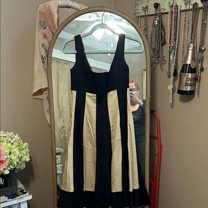 Maggy London Black and Cream Midi Dress